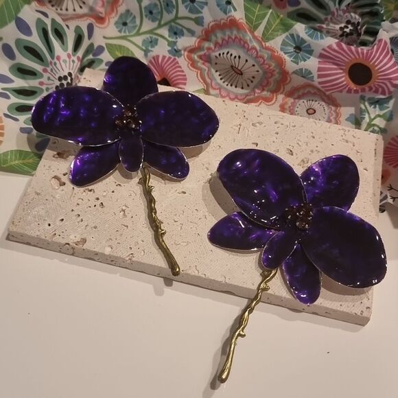 New ZARA ENAMEL FLOWER statement earrings - Picture 1 of 14